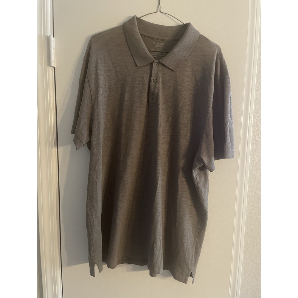 Vince Men's 100% Cotton Polo Shirt Size XL Gray Grey Heathered